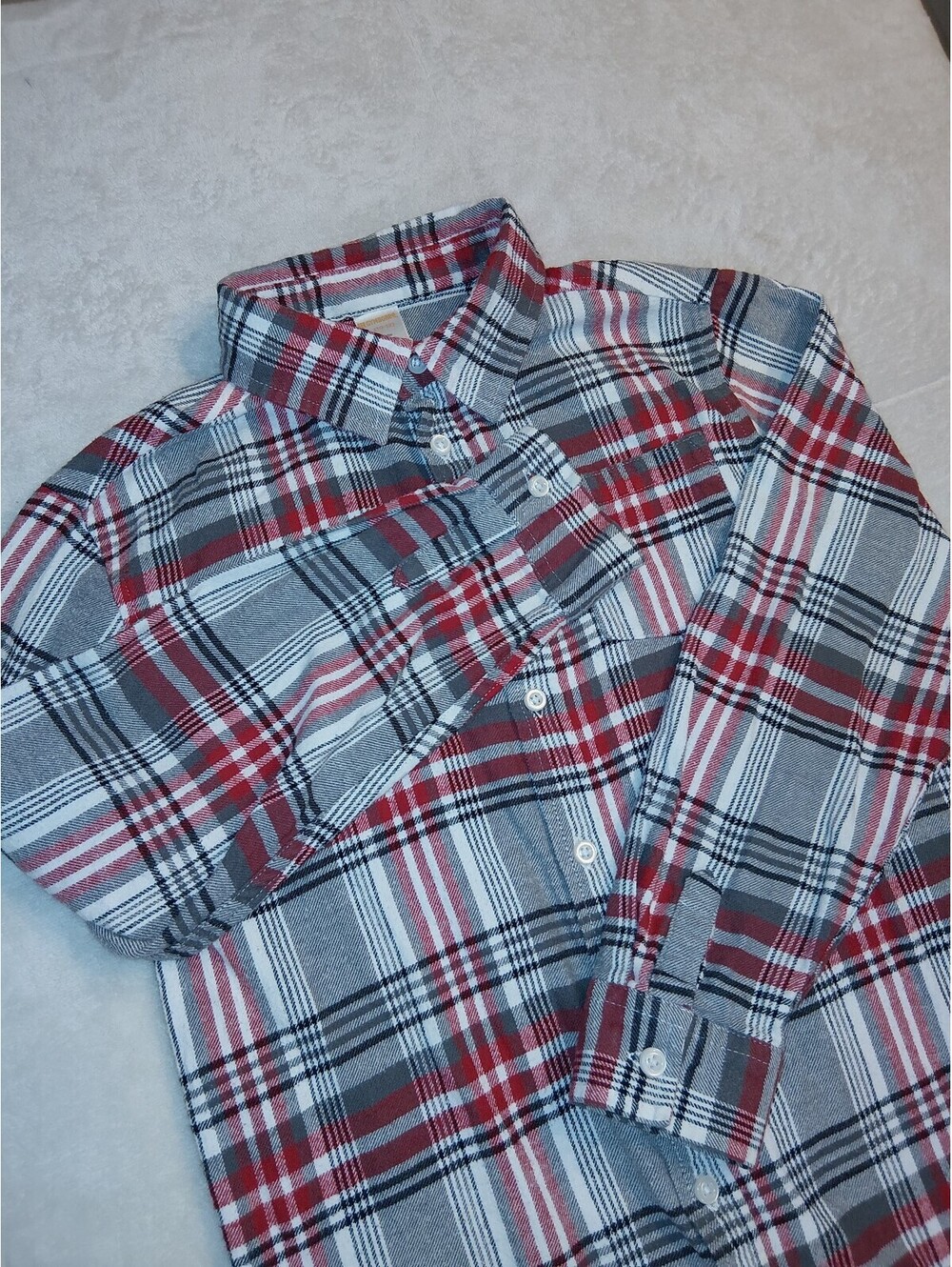Gymboree Boys' Red and Gray Plaid Button-Up Shirt Size L (10-12)  0095
